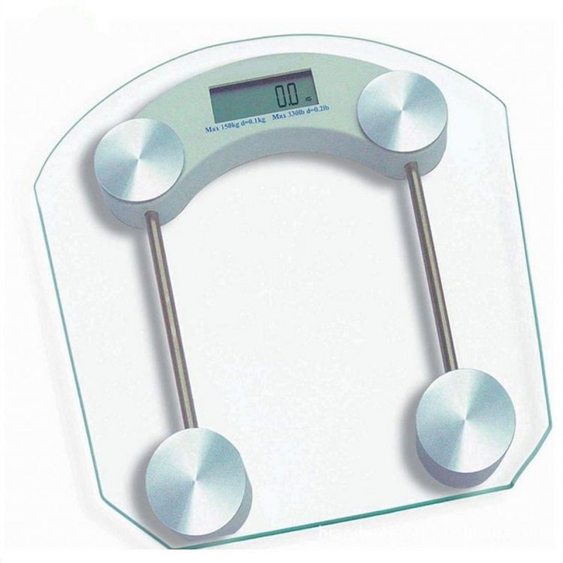 Square Transparent Portable Home Battery Bathroom Digital Glass Body Weight Scale
