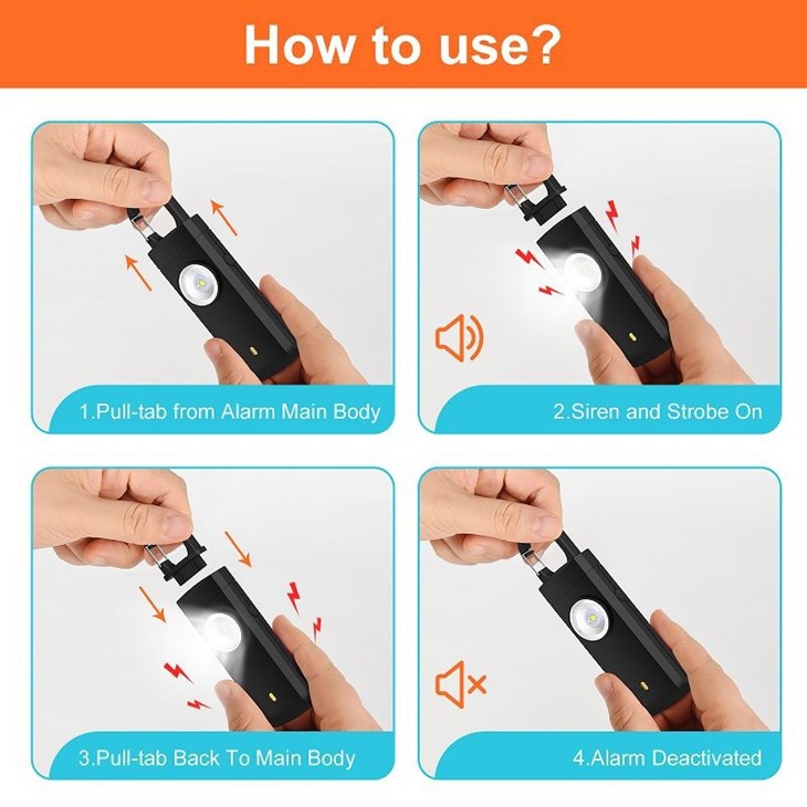 Self defense tool for girls, anti wolf alarm, personal safety alarm, self-defense keychain, compact and portable to carry with you(001)