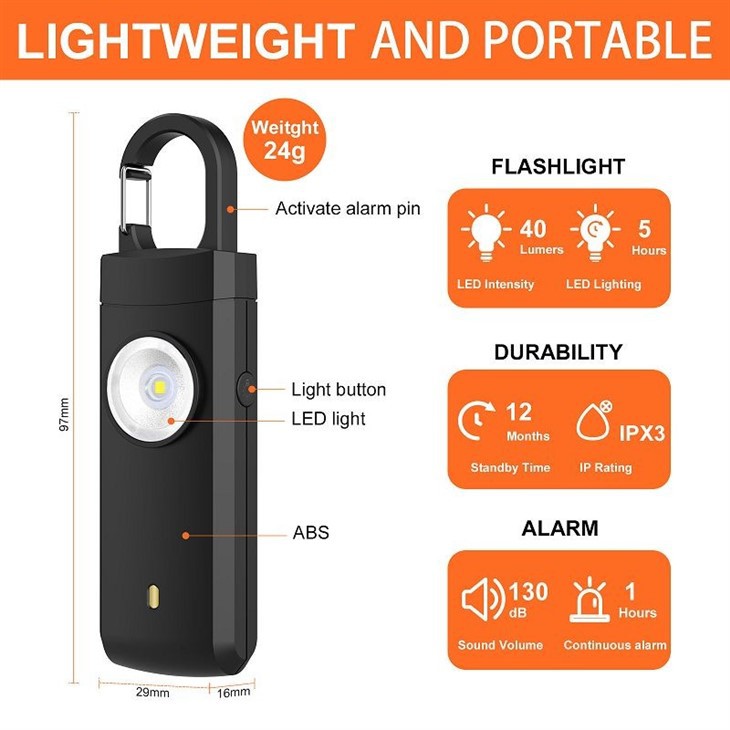 Wolf proof God Integrated Charging Personal Alarm for Female Students with Self Defense Keychain(001)
